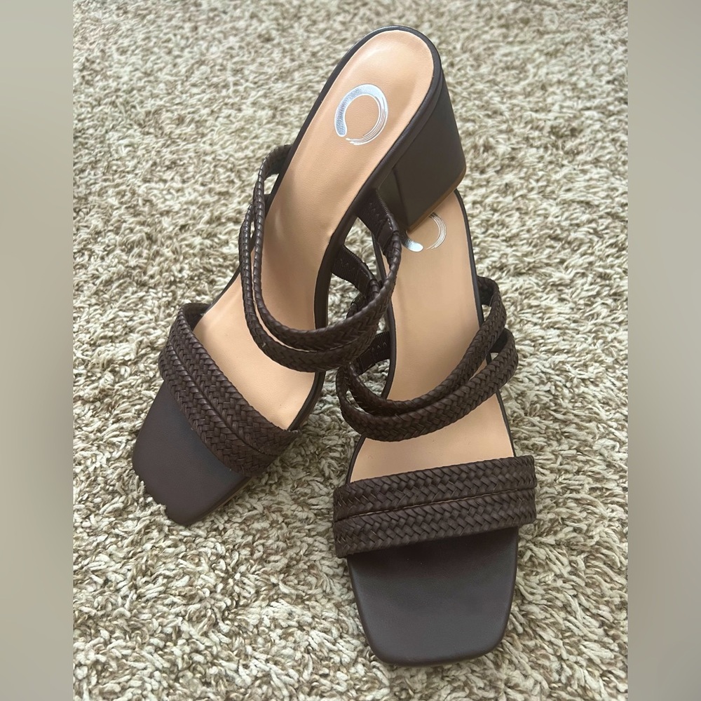DSW Dark Brown Braided Heeled Sandals